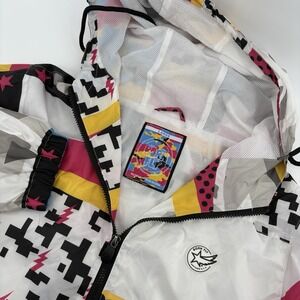 Born Fly‎ Full Zip Varsity Jacket Men L All Over Graphic Long Sleeve Hooded Wind